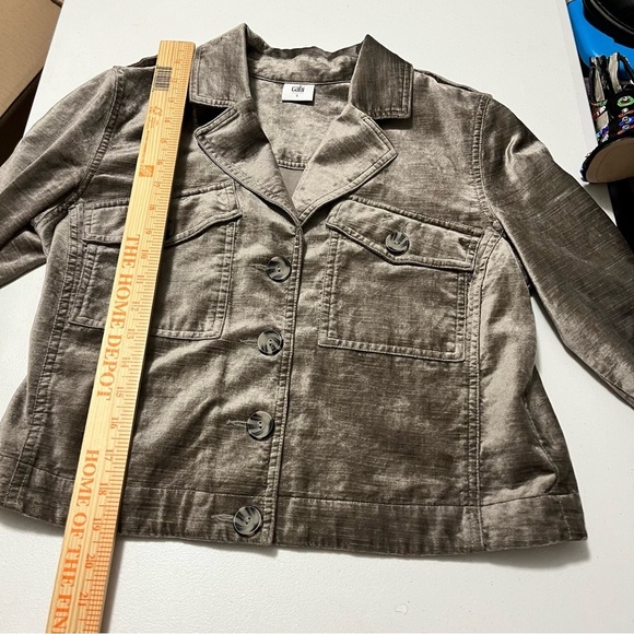 Cabi Sunday Topper Cropped Velvet Jacket Taupe Gray Tan Small J2 - Picture 6 of 7